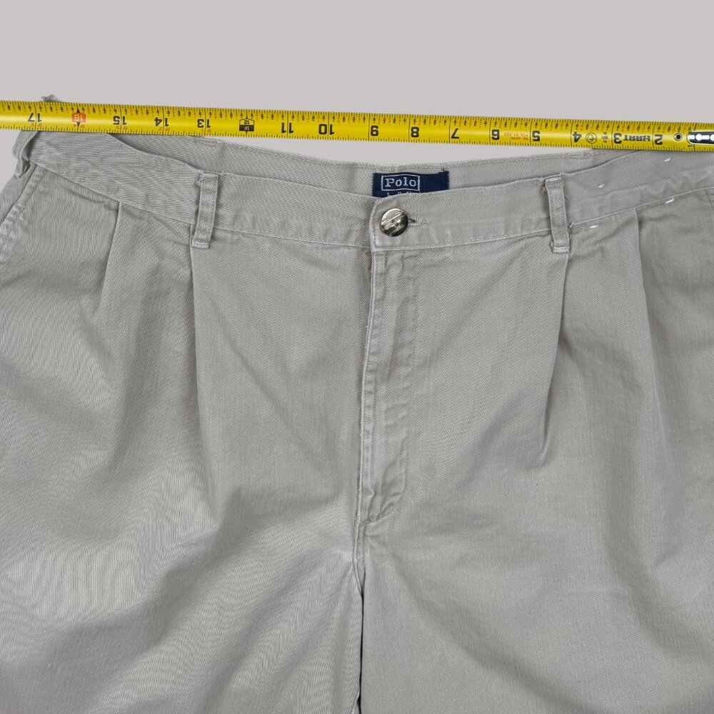 Vintage Polo Ralph Lauren Shorts Mens 36 Beige Khaki Pleated Front Chino USA - Picture 4 of 5